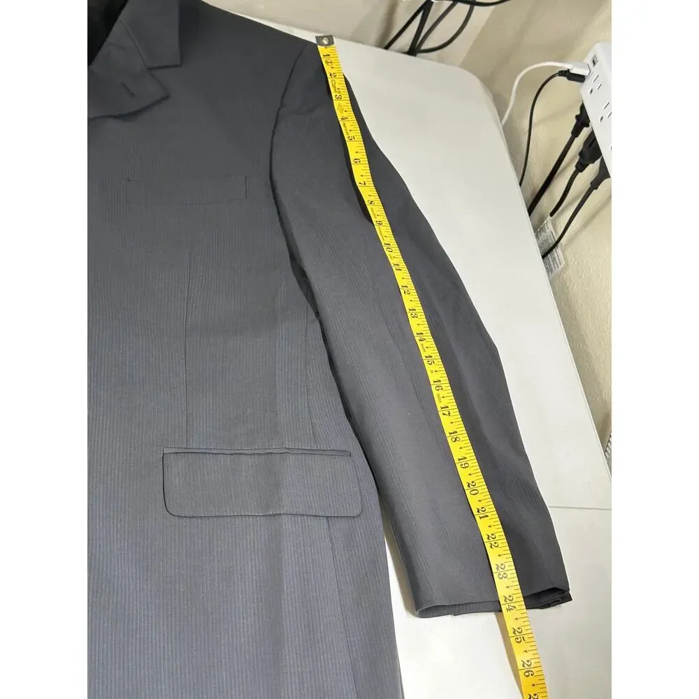Yves Saint Laurent Suit Jacket Mens US 42 Gray Sport Coat Blazer‎ 100% Wool Work